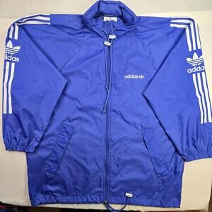 Vintage 90s Adidas Windbreaker Full Zip Trefoil Track Jacket Packable Hood Nylon